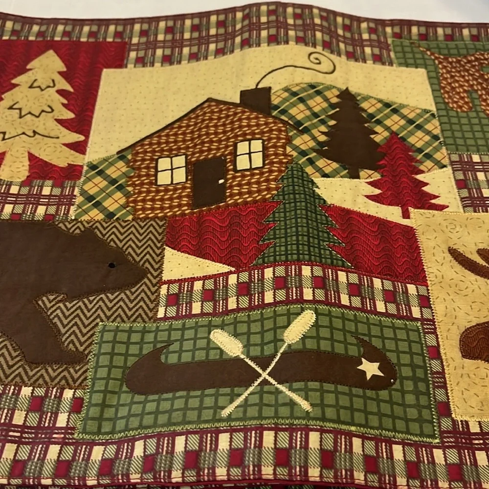 Home studio-Rustic Lodge-Themed Quilted Placemat set of four, button detail.